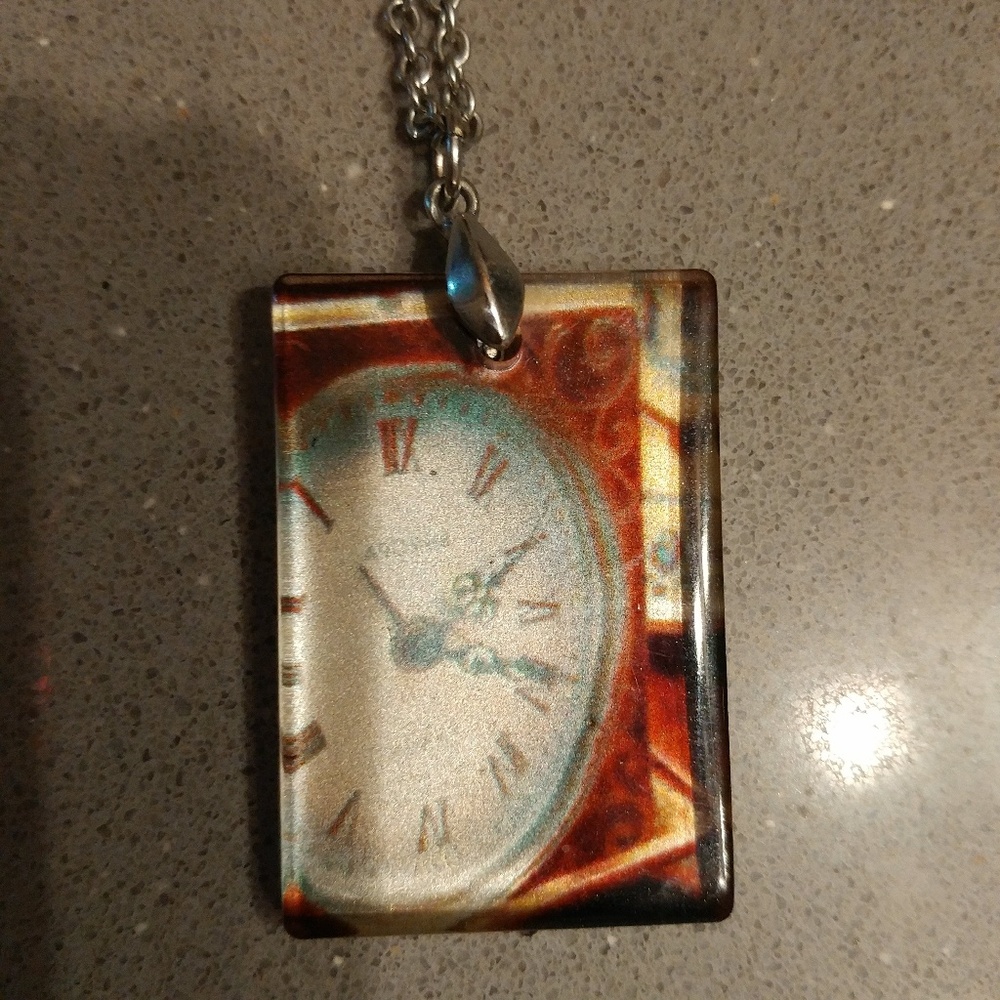 Necklace with silver tone chain